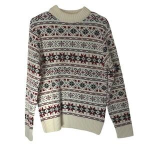 Thane Vintage Knit Crewneck Sweater Size M 100% Orlon Acrylic Fair Isle Pattern